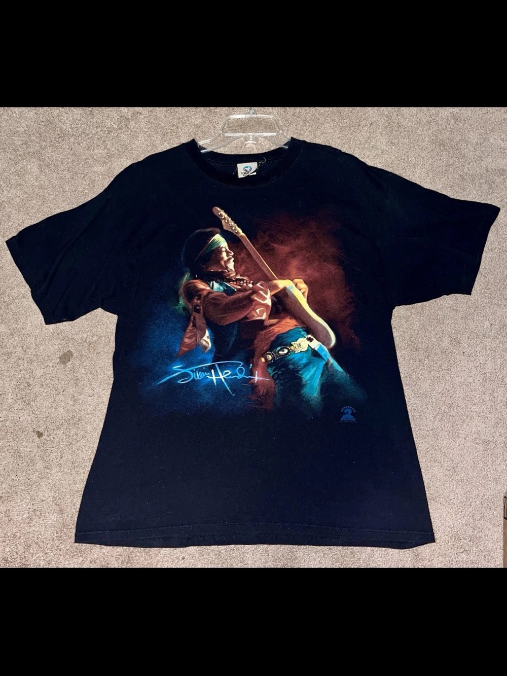 Jimi Hendrix Liquid Blue Graphic
Print Black Short Sleeve T-Shirt Size
XL